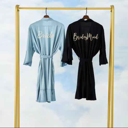 Ice Silk Flared Sleeve Robe Set for Women