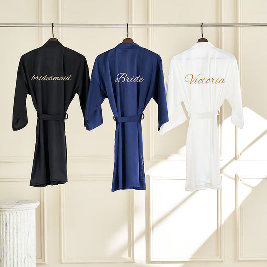 Ice Silk Wide Sleeve Robe Set for Women
