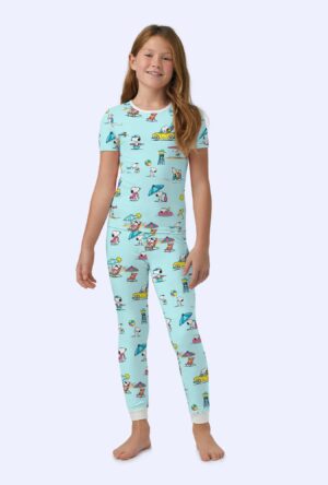 Surfside Dog Short Sleeve Stretch Jersey Pajamas Set for Kids