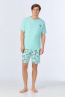 Men’s Short Sleeve Henley PJ Set – Surfside Dog, Stretch Jersey Boxer