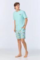Men’s Short Sleeve Henley PJ Set – Surfside Dog, Stretch Jersey Boxer