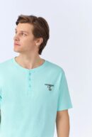 Men’s Short Sleeve Henley PJ Set – Surfside Dog, Stretch Jersey Boxer