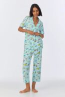Dog Surfside Vibes – Cropped Classic PJ Set, Short Sleeve Stretch Jersey