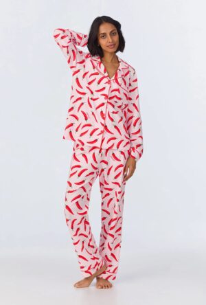 Classic Long Sleeve Pajama Set – Coming In Hot Print, Stretch Jersey