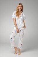 Champagne Wedding PJ Set – Short Sleeve Classic Cropped in Stretch Jersey