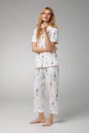 Champagne Wedding PJ Set – Short Sleeve Classic Cropped in Stretch Jersey