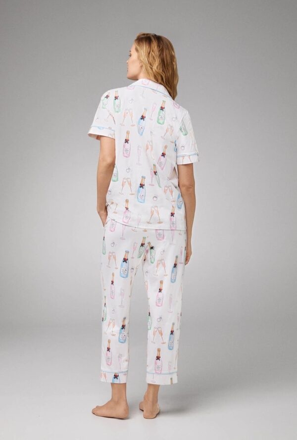 Champagne Wedding PJ Set – Short Sleeve Classic Cropped in Stretch Jersey - Image 4