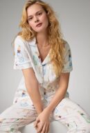 Champagne Wedding PJ Set – Short Sleeve Classic Cropped in Stretch Jersey