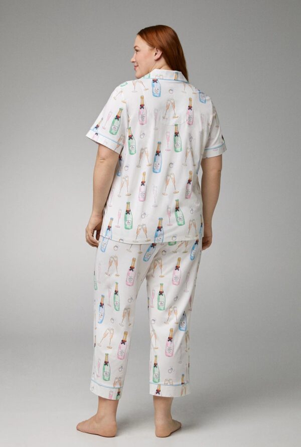 Champagne Wedding PJ Set – Short Sleeve Classic Cropped in Stretch Jersey - Image 5
