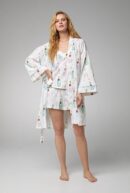 Elegant Champagne Wedding Robe – Banded Collar & Stretch Jersey