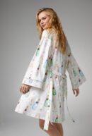 Elegant Champagne Wedding Robe – Banded Collar & Stretch Jersey