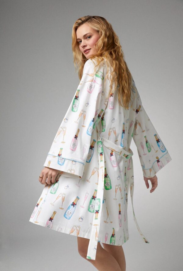 Elegant Champagne Wedding Robe – Banded Collar & Stretch Jersey - Image 2