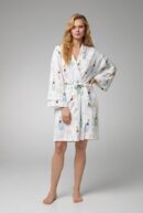 Elegant Champagne Wedding Robe – Banded Collar & Stretch Jersey