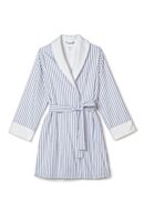 Blue French Terry Robe – 3D Stripe Texture, Softly Lined
