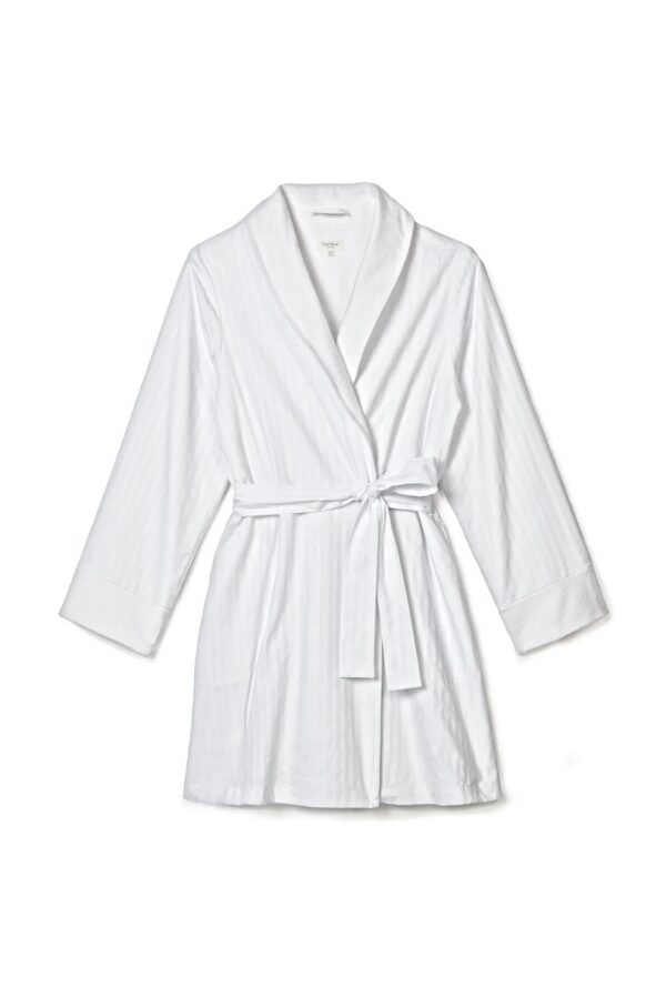 White 3D Textured Robe – Cozy French Terry Lining - Image 6