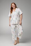Champagne Wedding PJ Set – Short Sleeve Classic Cropped in Stretch Jersey