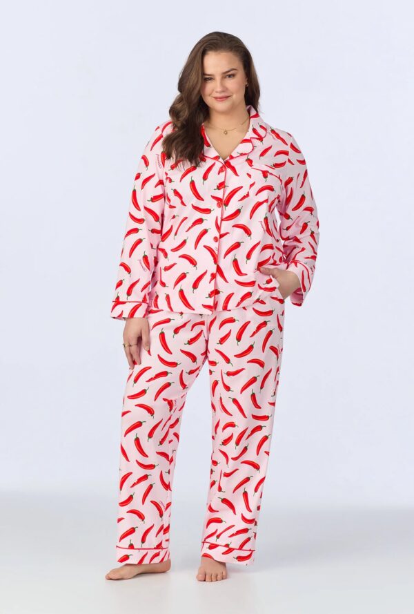 Classic Long Sleeve Pajama Set – Coming In Hot Print, Stretch Jersey - Image 3